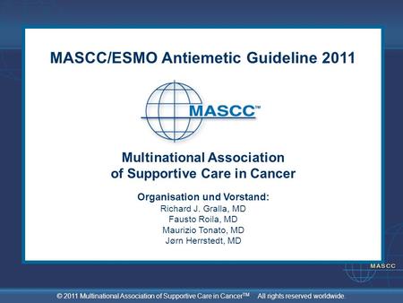 MASCC/ESMO Antiemetic Guideline 2011