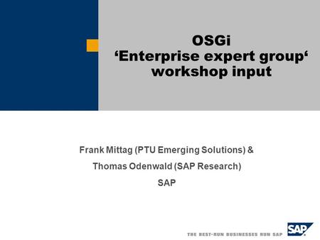 OSGi ‘Enterprise expert group‘ workshop input