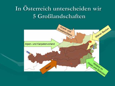 In Österreich unterscheiden wir 5 Großlandschaften