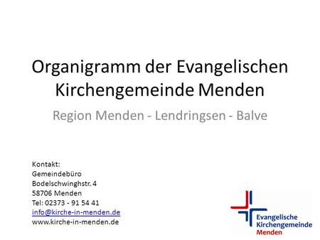Organigramm der Evangelischen Kirchengemeinde Menden