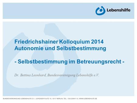 Dr. Bettina Leonhard, Bundesvereinigung Lebenshilfe e.V.
