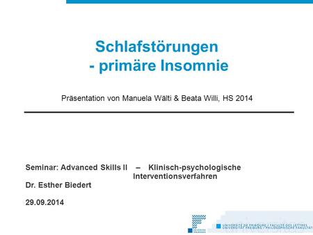 Schlafstörungen - primäre Insomnie