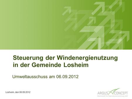 Steuerung der Windenergienutzung in der Gemeinde Losheim