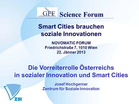 Science Forum Smart Cities brauchen soziale Innovationen