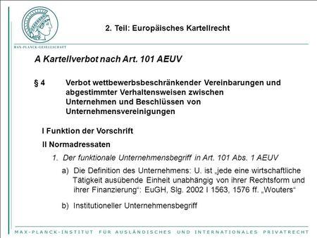 A Kartellverbot nach Art. 101 AEUV