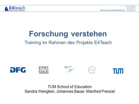 Training im Rahmen des Projekts E4Teach