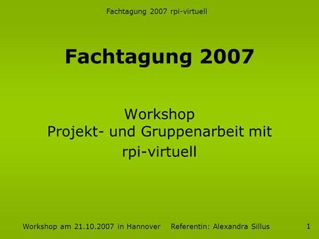 Workshop Projekt- und Gruppenarbeit mit rpi-virtuell