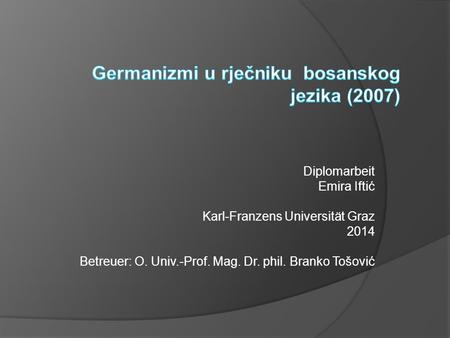 Germanizmi u rječniku bosanskog jezika (2007)