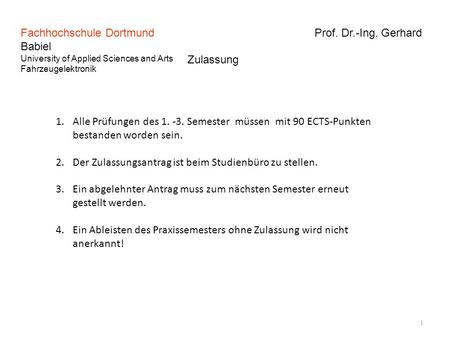 Fachhochschule Dortmund Prof. Dr.-Ing. Gerhard Babiel