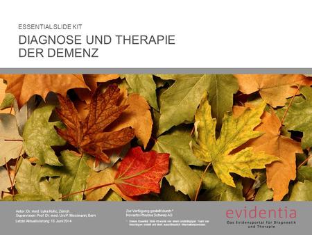 DIAGNOSE UND THERAPIE DER DEmenz