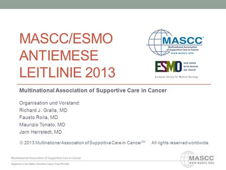 MASCC/ESMO Antiemese Leitlinie 2013