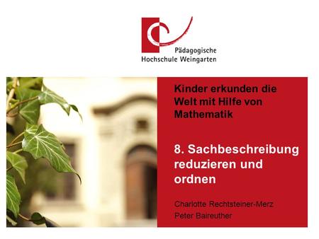 8. Sachbeschreibung reduzieren und ordnen