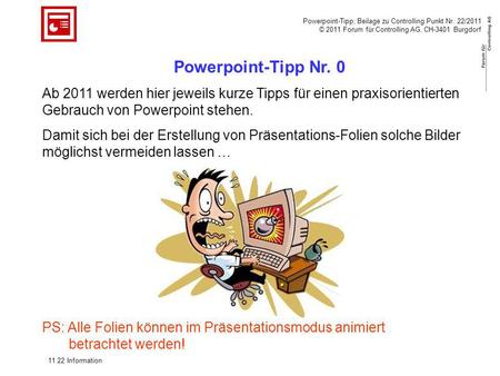 Powerpoint-Tipp; Beilage zu Controlling. Punkt Nr