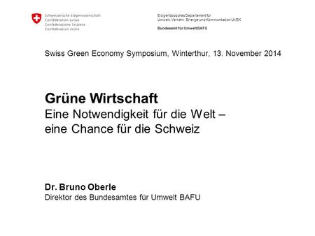 Swiss Green Economy Symposium, Winterthur, 13