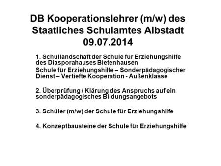 DB Kooperationslehrer (m/w) des Staatliches Schulamtes Albstadt