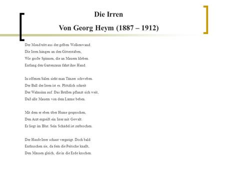 Die Irren Von Georg Heym (1887 – 1912)