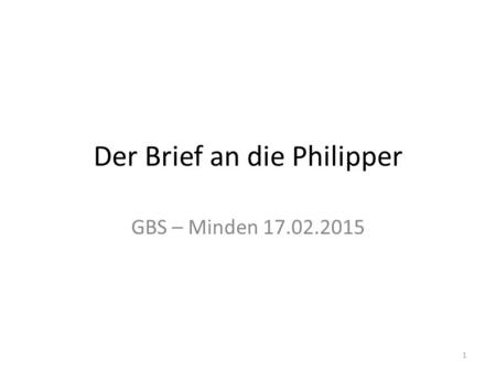 Der Brief an die Philipper