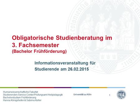 Informationsveranstaltung für Studierende am