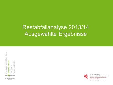 Restabfallanalyse 2013/14 Ausgewählte Ergebnisse.