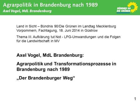 Axel Vogel, MdL Brandenburg: