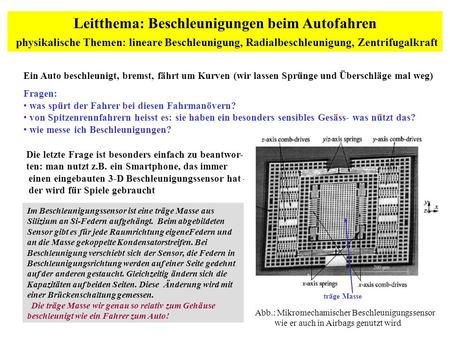 Die letzte Frage ist besonders einfach zu beantwor- ten: man nutzt z.B. ein Smartphone, das immer einen eingebauten 3-D Beschleunigungssensor hat – der.