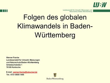 Folgen des globalen Klimawandels in Baden-Württemberg