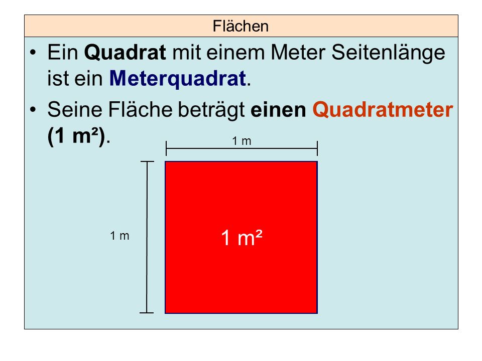 Ein Quadrat mit einem Meter Seitenlänge ist ein Meterquadrat. - ppt  herunterladen