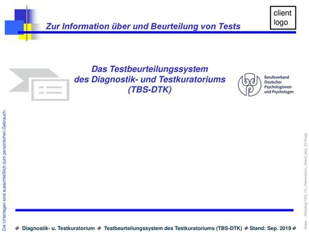 Zur Information über und Beurteilung von Tests