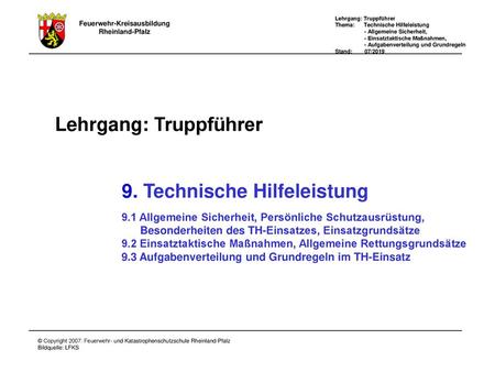 9. Technische Hilfeleistung
