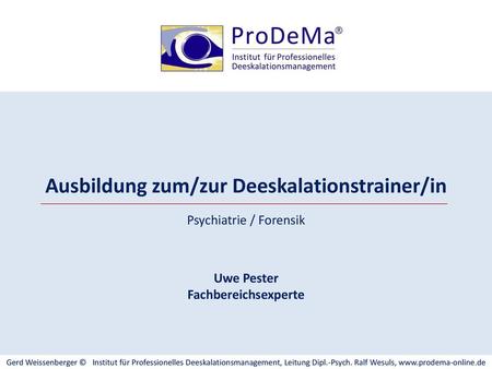 Ausbildung zum/zur Deeskalationstrainer/in