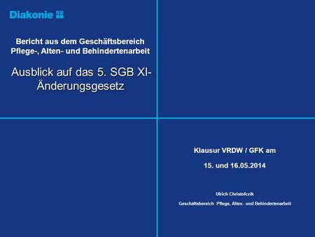 Geschäftsbereich Pflege, Alten- und Behindertenarbeit