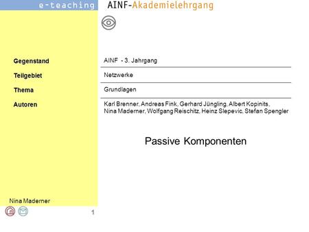 AINF - 3. Jahrgang Netzwerke Grundlagen Karl Brenner, Andreas Fink, Gerhard Jüngling, Albert Kopinits, Nina Maderner, Wolfgang Reischitz, Heinz Slepevic,