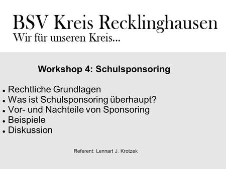 Referent: Lennart J. Krotzek