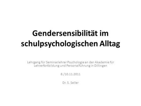 Gendersensibilität im schulpsychologischen Alltag