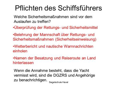 Pflichten des Schiffsführers