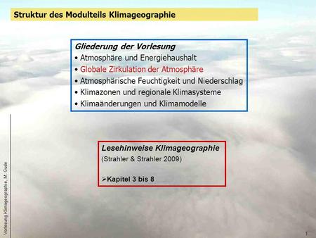 Struktur des Modulteils Klimageographie