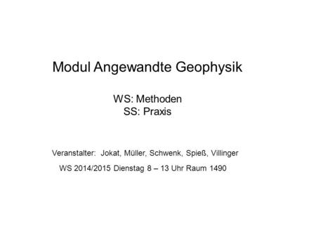 Modul Angewandte Geophysik