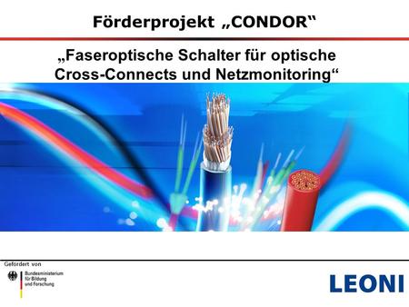 Gefördert von Förderprojekt „CONDOR“ „ Faseroptische Schalter für optische Cross-Connects und Netzmonitoring“