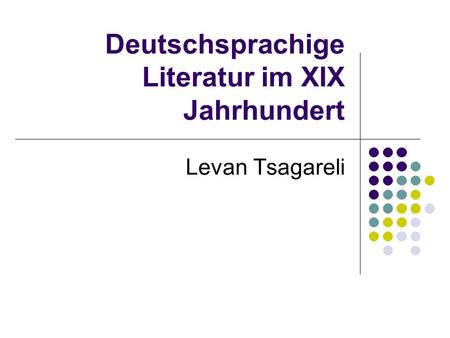 Deutschsprachige Literatur im XIX Jahrhundert