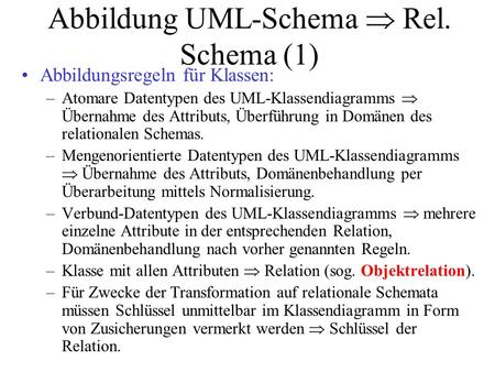 Abbildung UML-Schema  Rel. Schema (1)