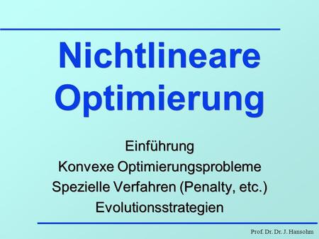 Nichtlineare Optimierung