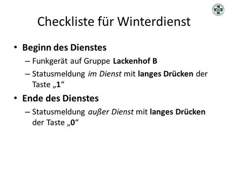 Checkliste für Winterdienst
