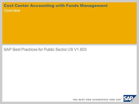 Cost Center Accounting with Funds Management Overview