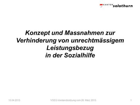 VSEG-Vorstandssitzung vom 26. März 2015