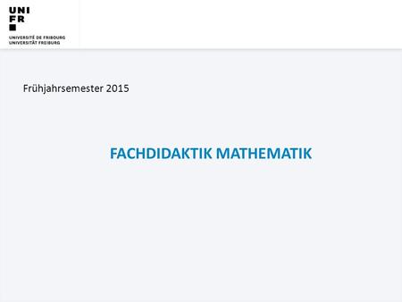 Fachdidaktik Mathematik