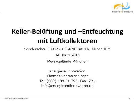 Keller-Belüftung und –Entfeuchtung mit Luftkollektoren