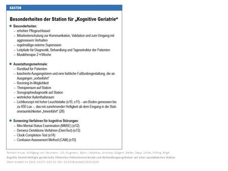 Renteln-Kruse, Wolfgang von; Neumann, Lilli; Klugmann, Björn; Liebetrau, Andreas; Golgert, Stefan; Dapp, Ulrike; Frilling, Birgit Kognitiv beeinträchtigte.
