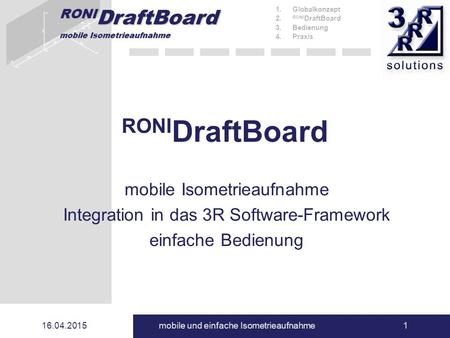 RONIDraftBoard mobile Isometrieaufnahme