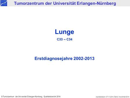 Lunge C33 – C34 Erstdiagnosejahre 2002-2013 Tumorzentrum der Universität Erlangen-Nürnberg © Tumorzentrum der Universität Erlangen-Nürnberg, Qualitätsbericht.