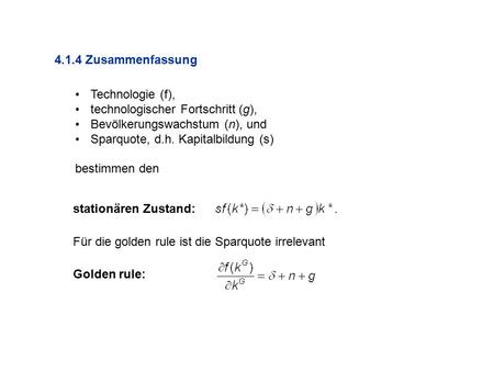 technologischer Fortschritt (g), Bevölkerungswachstum (n), und